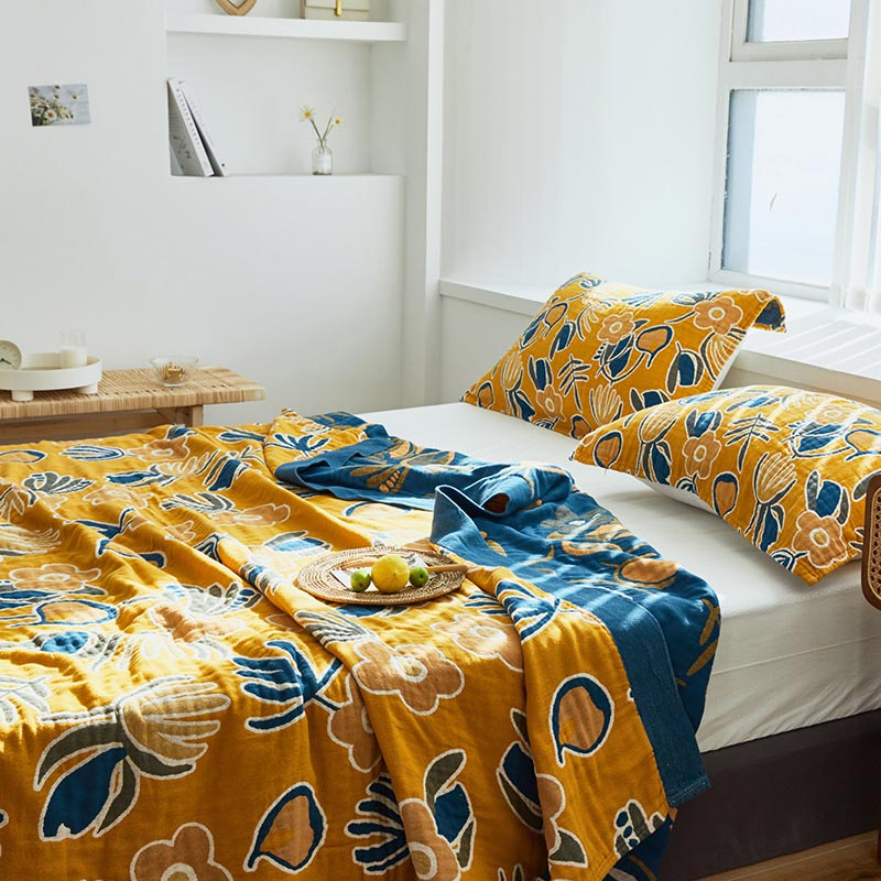 Bohemian Flower Print Double Side Quilt