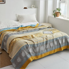 Cotton Wheat Ear Print Reversible Quilt