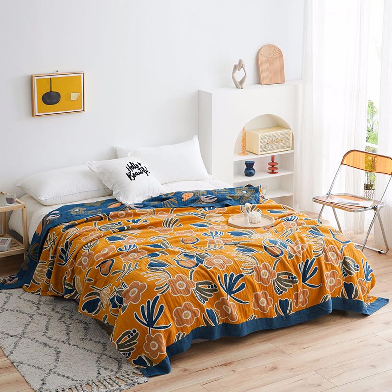 Bohemian Flower Print Double Side Quilt