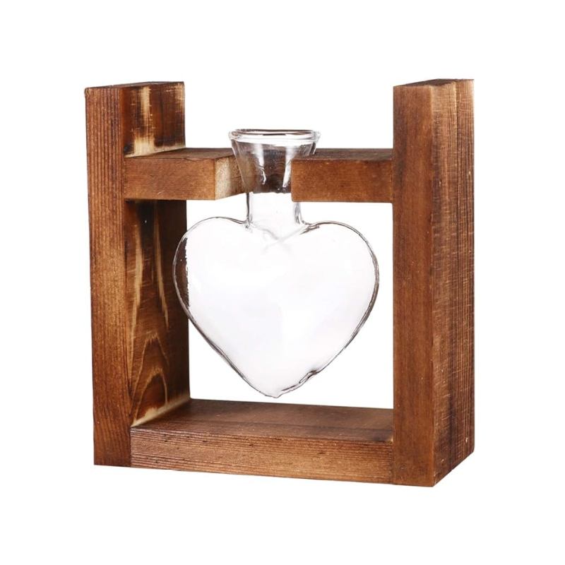 Wooden Heart Shape Vase