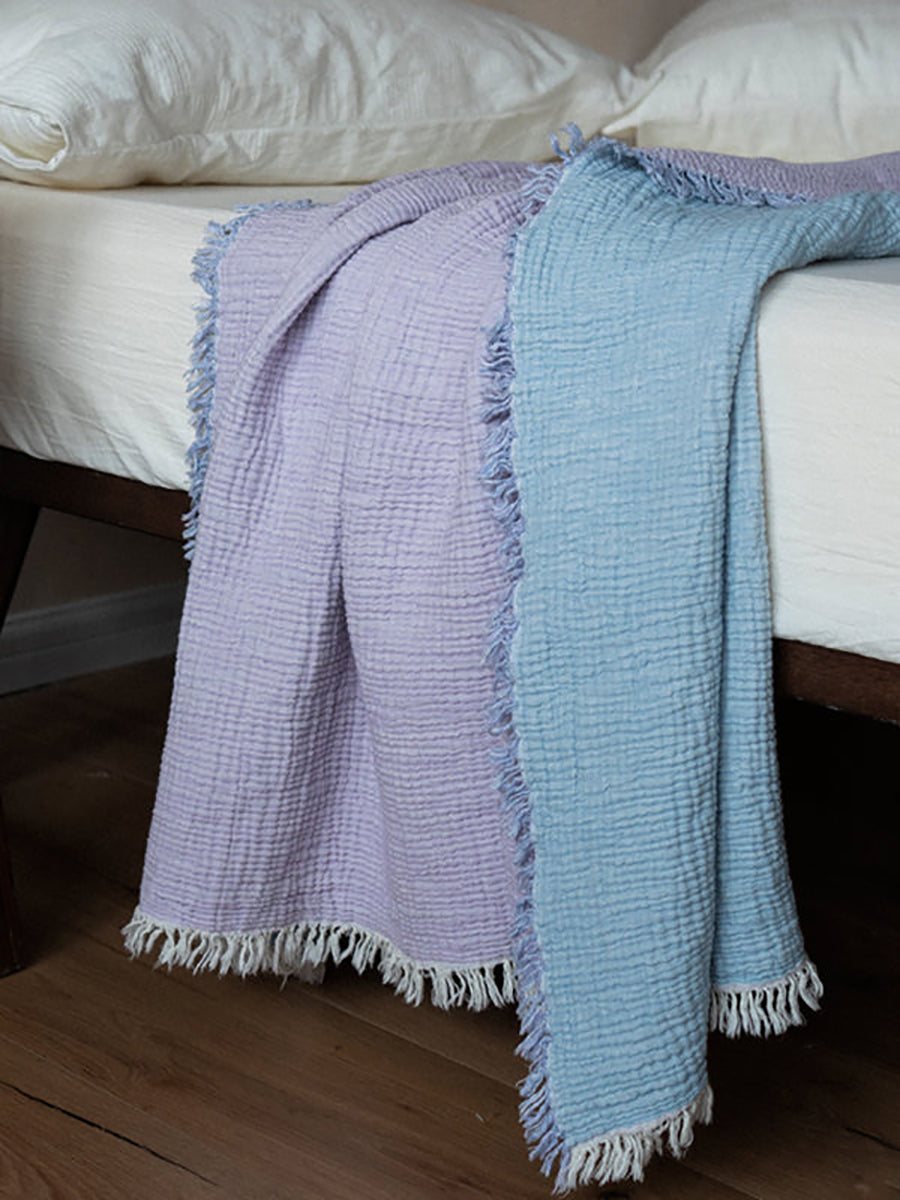 Tassel Blanket 100% Cotton Sofa Throw Cartoon Throw Blanket Quilt