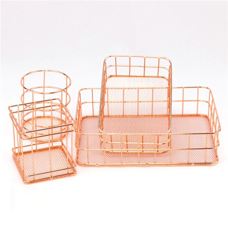 Aesthetic Rose Gold Beauty Basket