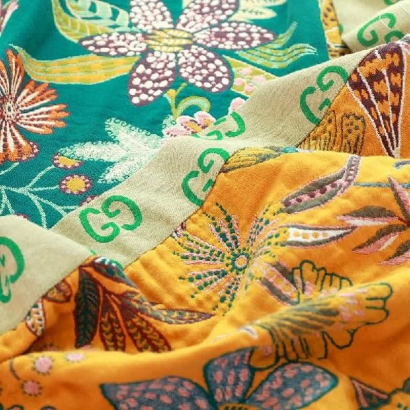 Luxuriant Flower Cotton Reversible Soft Quilt