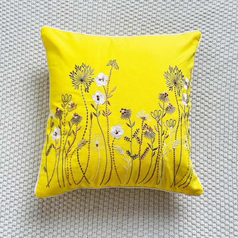Rural Flower Pattern Embroidered Pillowcase