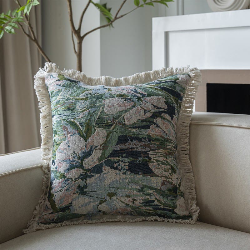 Jacquard Pattern Rural Retro Tassel Pillowcase
