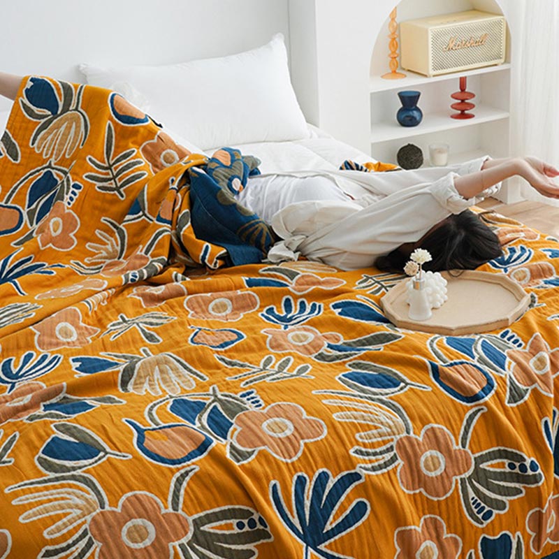Bohemian Flower Print Double Side Quilt