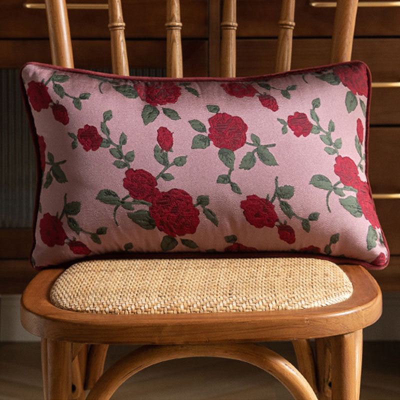 Retro Red Rose Zipper Pillowcase