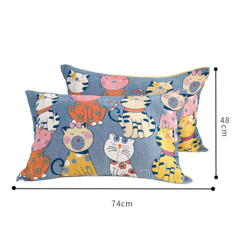 Cute Cats Pure Cotton Button Pillowcases (2PCS)