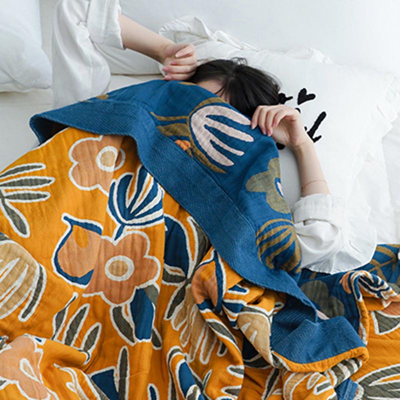 Bohemian Flower Print Double Side Quilt