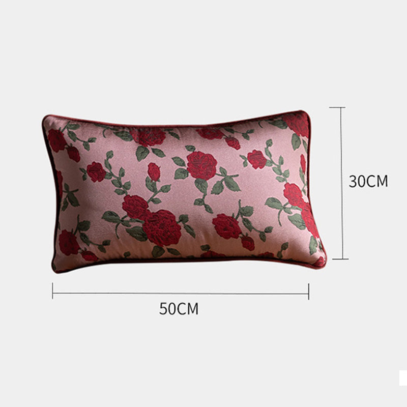 Retro Red Rose Zipper Pillowcase