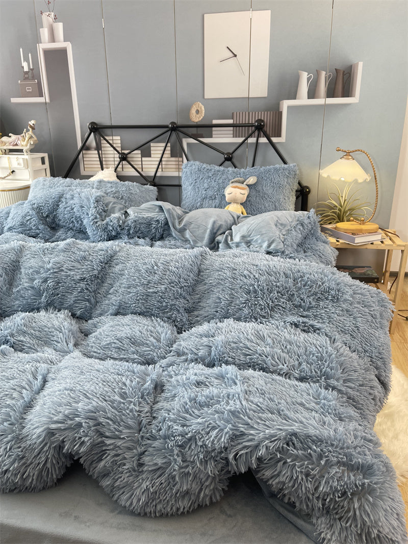 Winter Thickened Mink Velvet Bed Four Piece Set by LSI