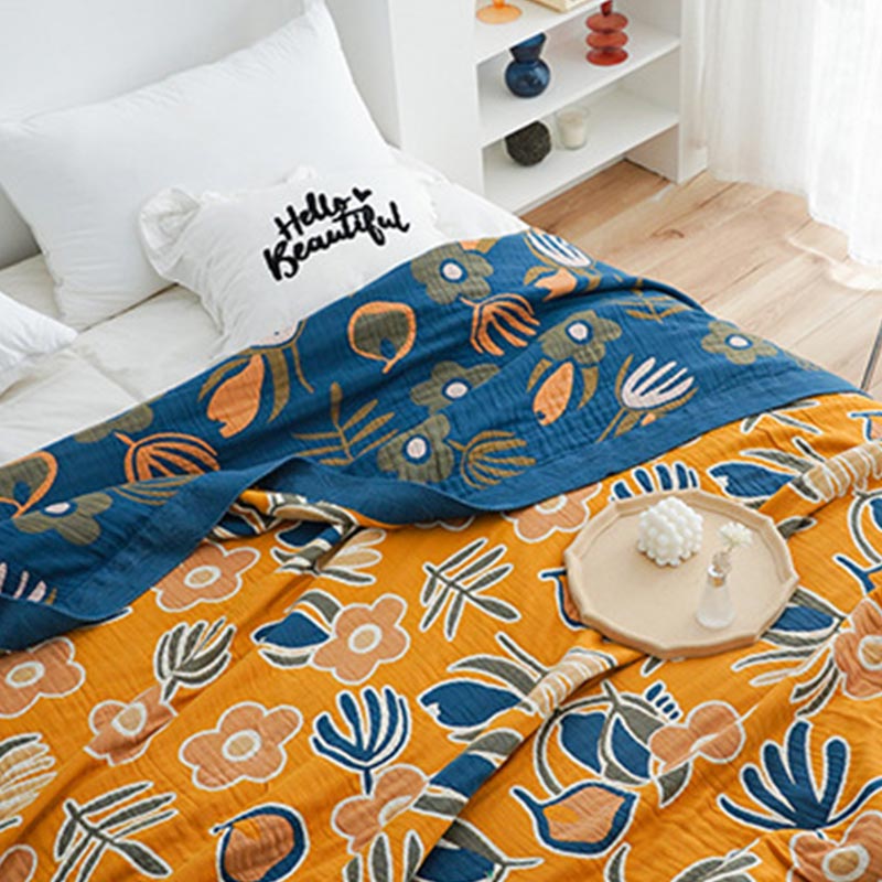 Bohemian Flower Print Double Side Quilt