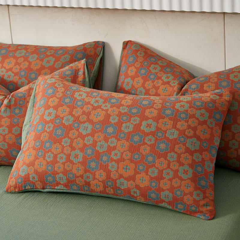 Colorful Flower Jacquard Cotton Reversible Quilt