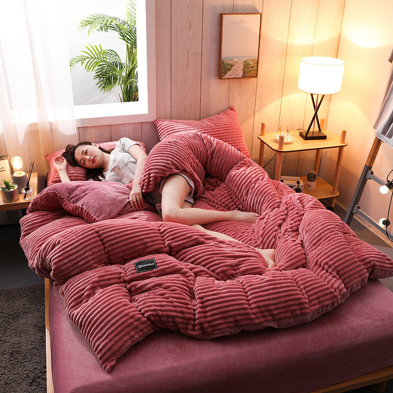 Thicken Corduroy Velvet Four-Piece Bedding Set by LuxuryLifeWay