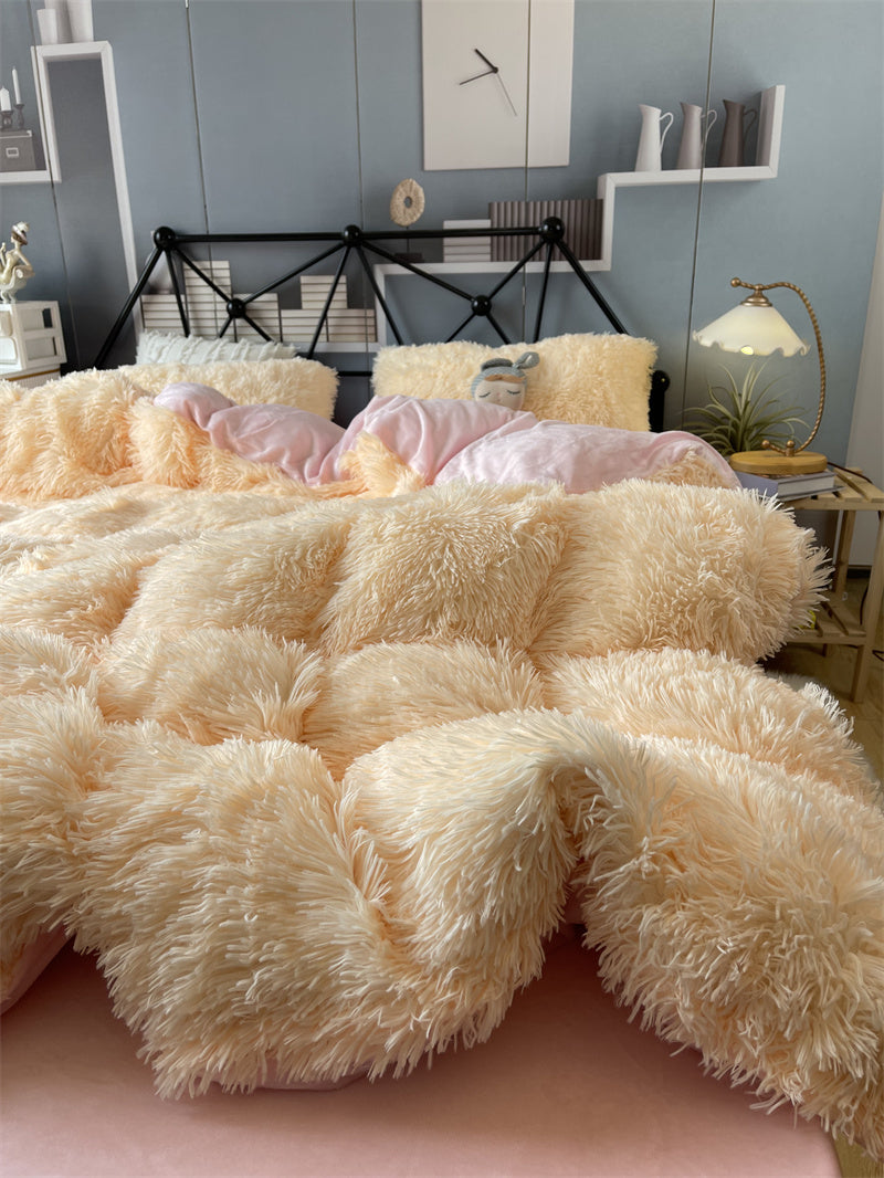 Winter Thickened Mink Velvet Bed Four Piece Set by LSI