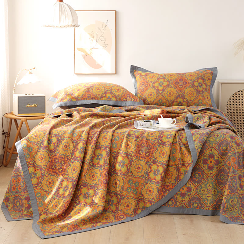 Petal Flower Pattern Cotton Reversible Quilt
