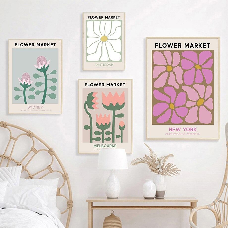 Vintage Flower Market Canvas Posters
