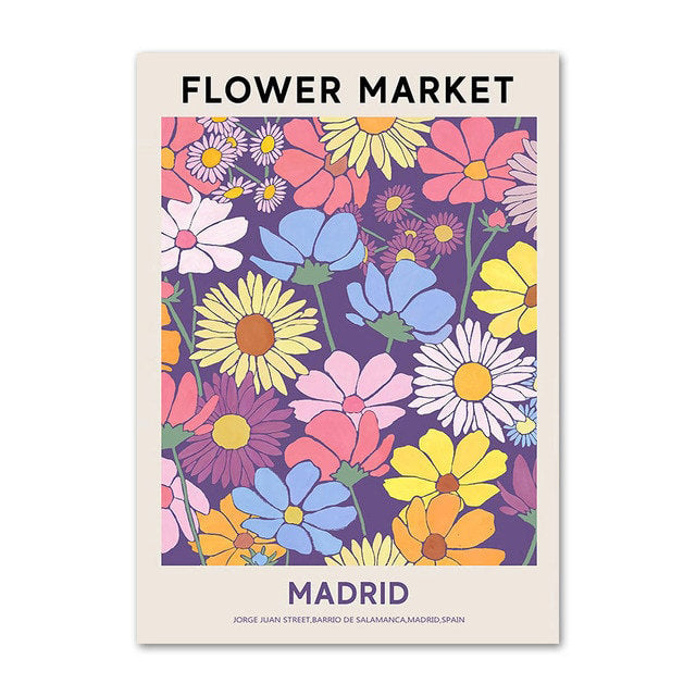 Vintage Flower Market Canvas Posters