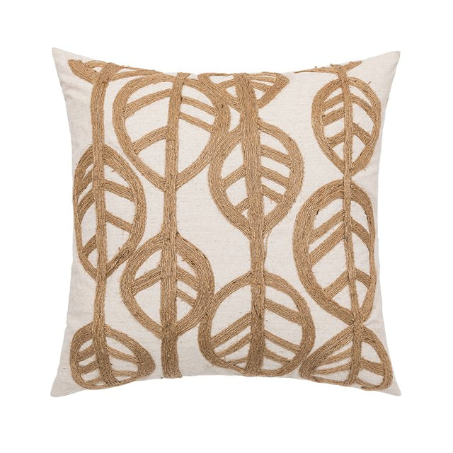 Linen Leaves Embroidery Cushion Covers