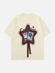 3D Flower Star Silk Ribbon Tee