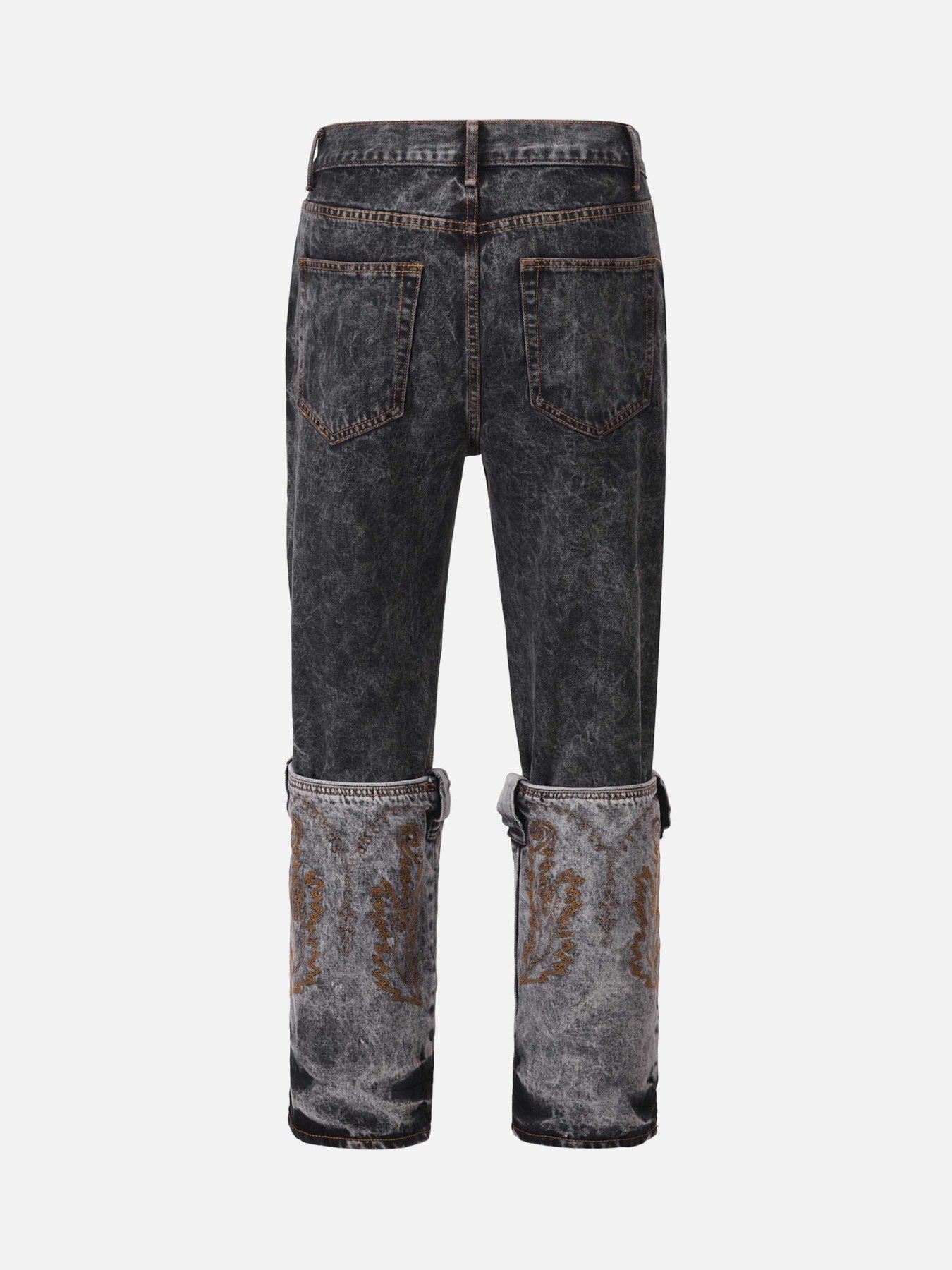 Acid wash Embroidery Stitching Two-tone Jeans - 1744