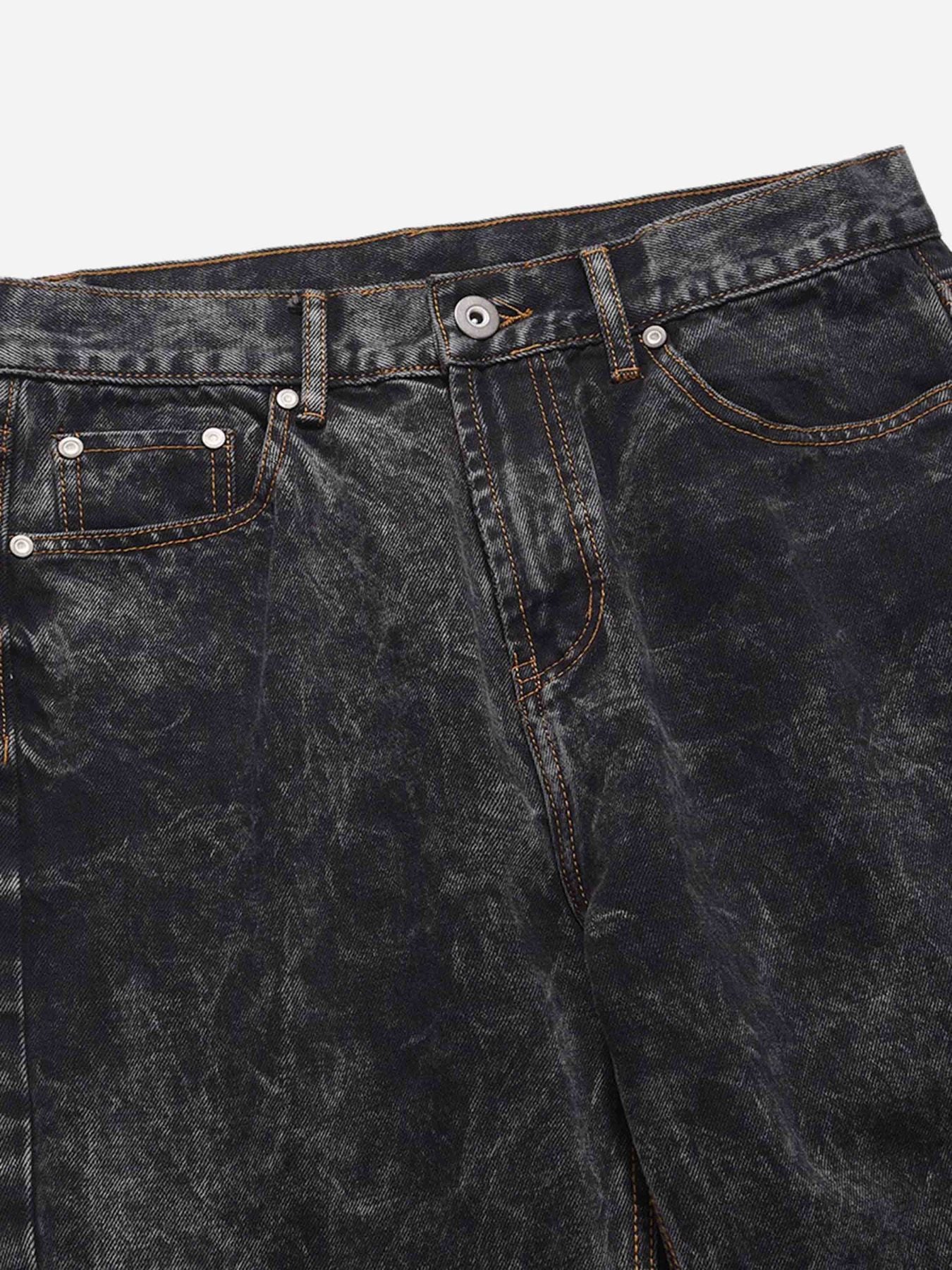 Acid wash Embroidery Stitching Two-tone Jeans - 1744