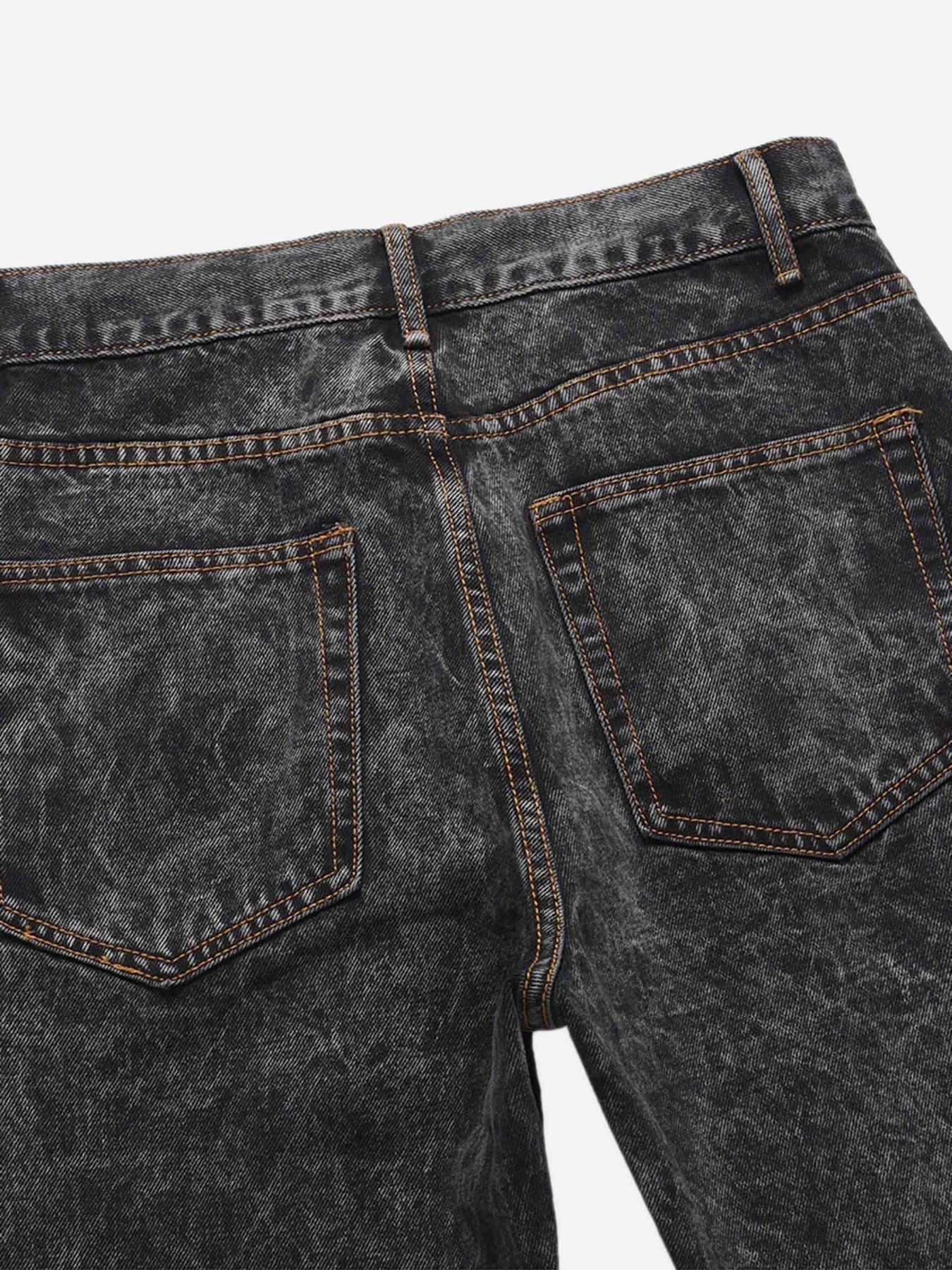 Acid wash Embroidery Stitching Two-tone Jeans - 1744