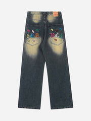 American Gothic Letter Embroidered Jeans - 1936