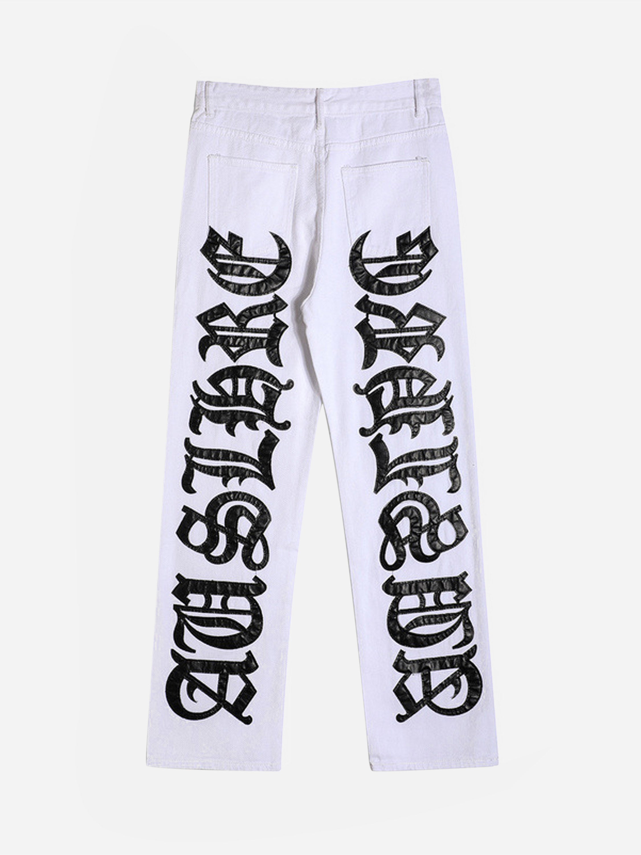 American High Street Burning Text Embroidered Letters Jeans -1478