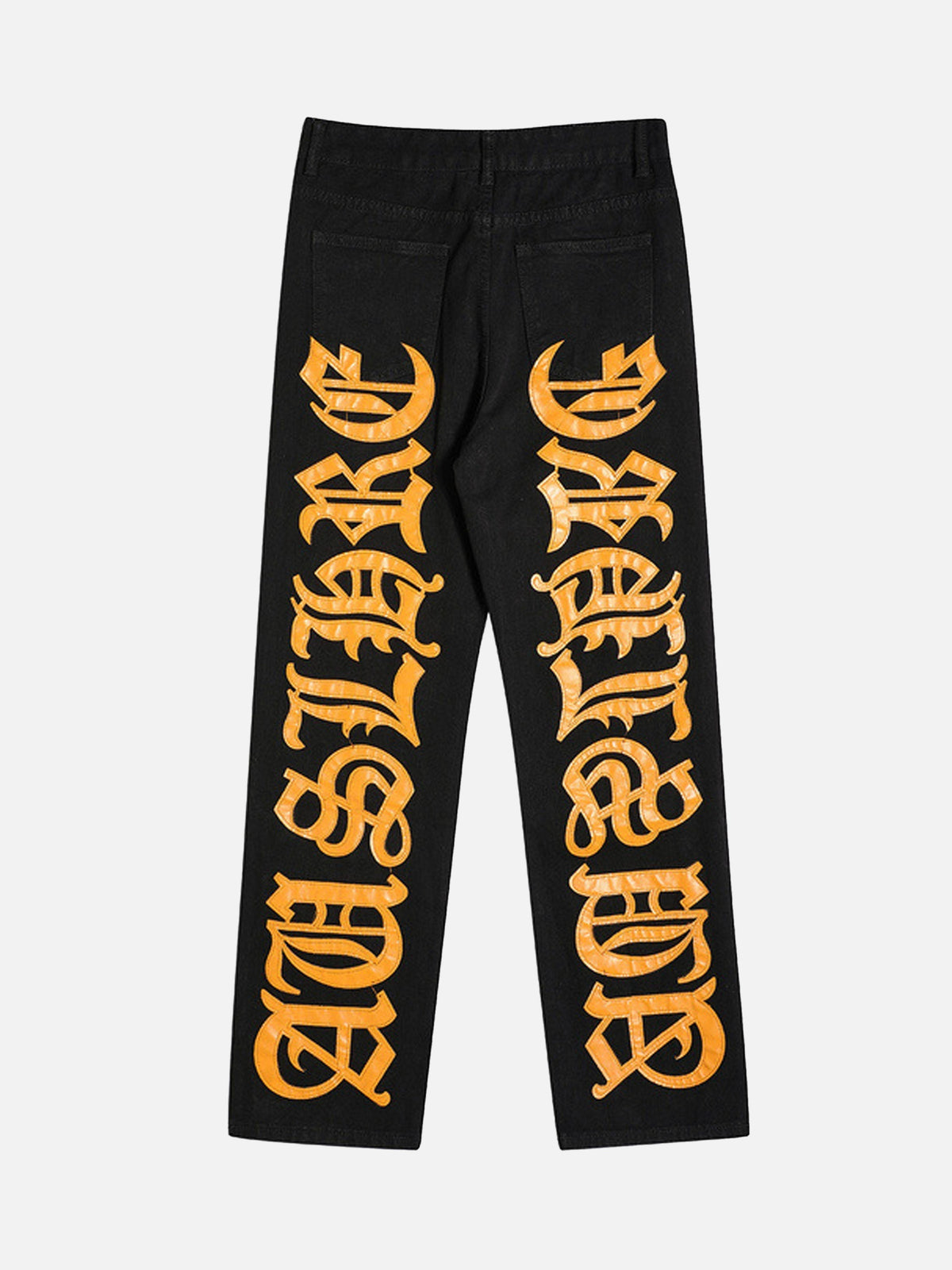 American High Street Burning Text Embroidered Letters Jeans -1478