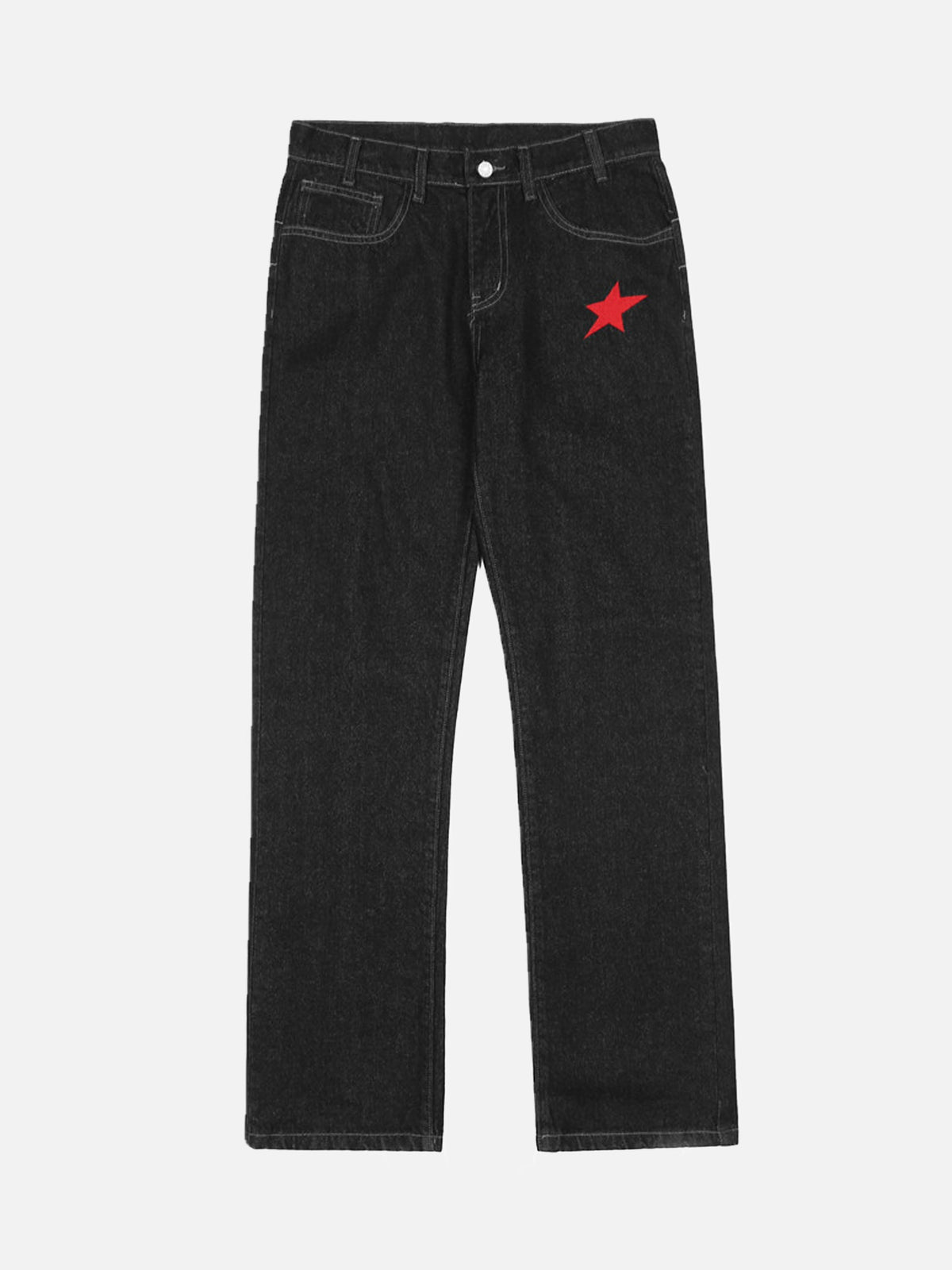 American Letters Embroidered Straight Jeans -1571