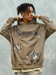 American Retro Patch Star Hooded Sweatshirt - 1969