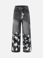 American Street Fashion Heavy Industry Washed Distressed Jeans