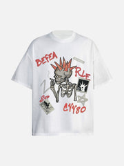 American Street Style Fun Graffiti Printed T-shirt