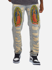 American Street Style Ripped Embroidered Jeans - 1617