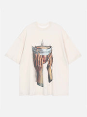 American Tide Loose Print Round Neck T-shirt -1640