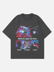 American Trendy Retro Interstellar Face Design T-shirt