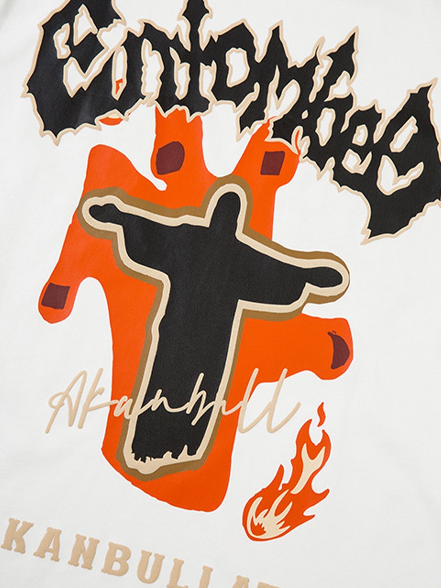 American Vibe Style Flame Letter Jesus T-shirt