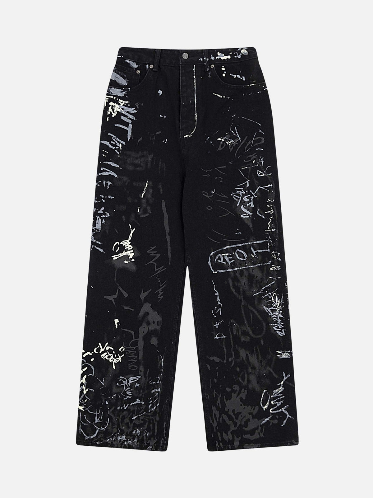 Americana Graffiti Letter Print Jeans - 1914