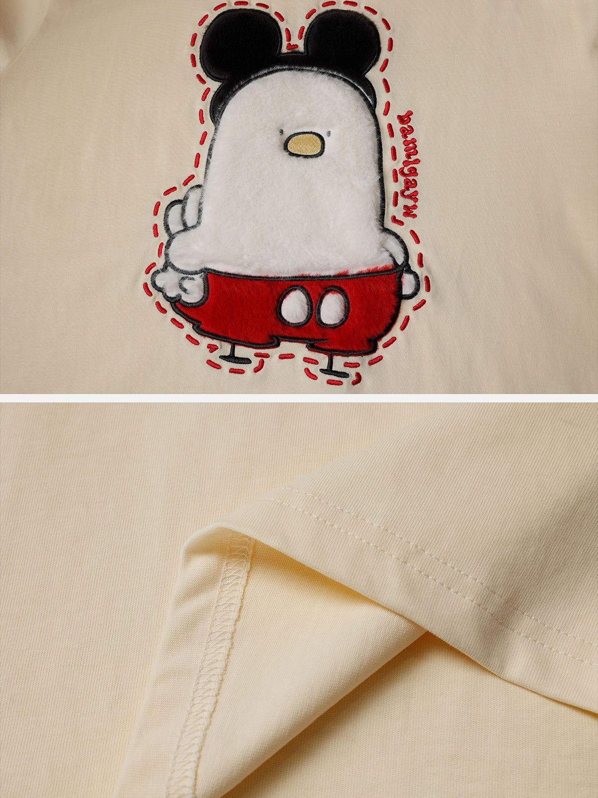 T-Shirt mit animierter Küken-Stickerei 