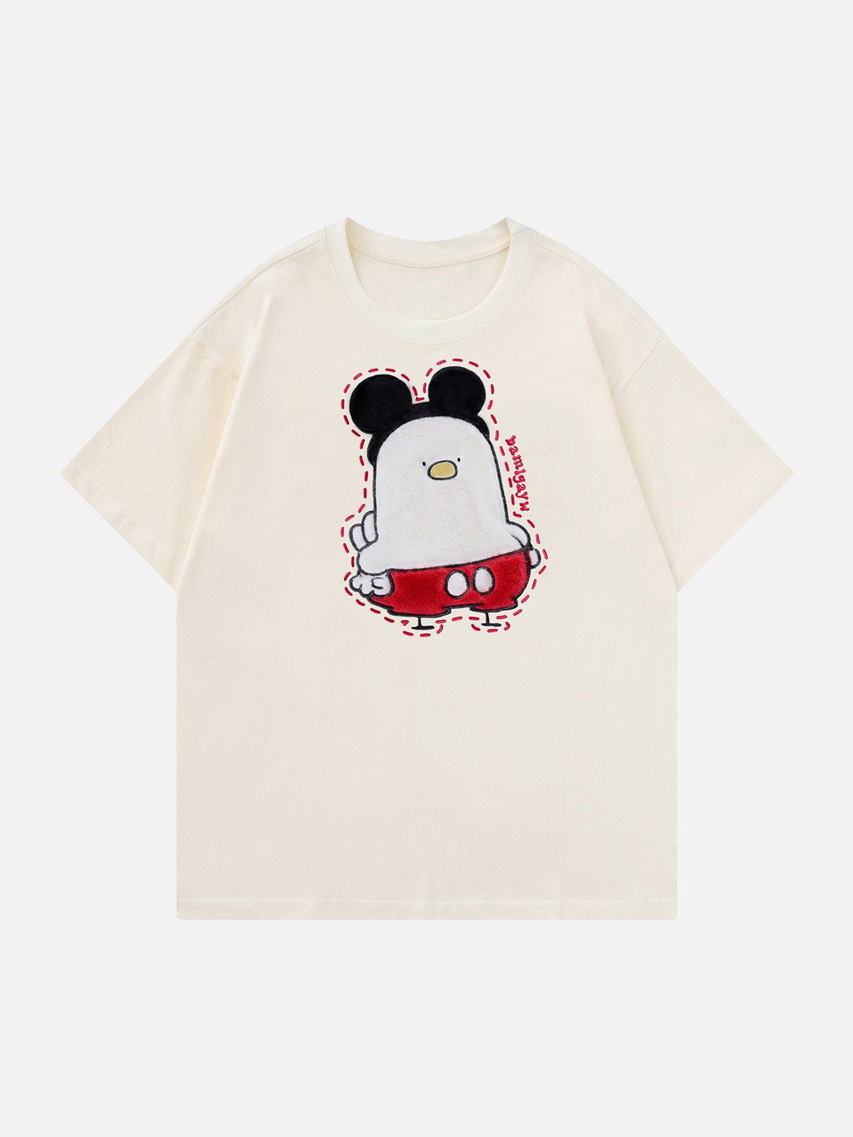 T-Shirt mit animierter Küken-Stickerei 