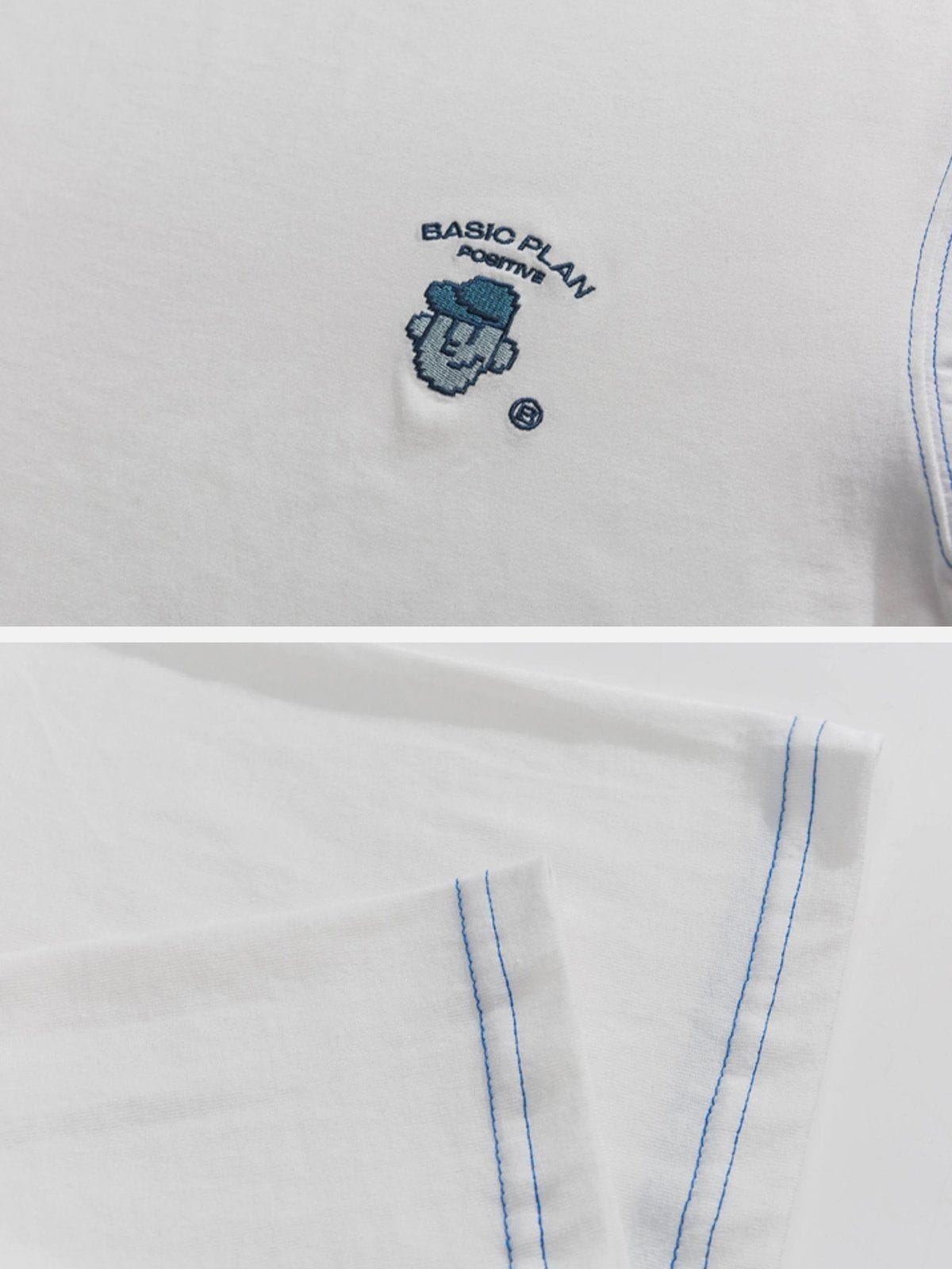 T-Shirt mit Anime-Stickerei 