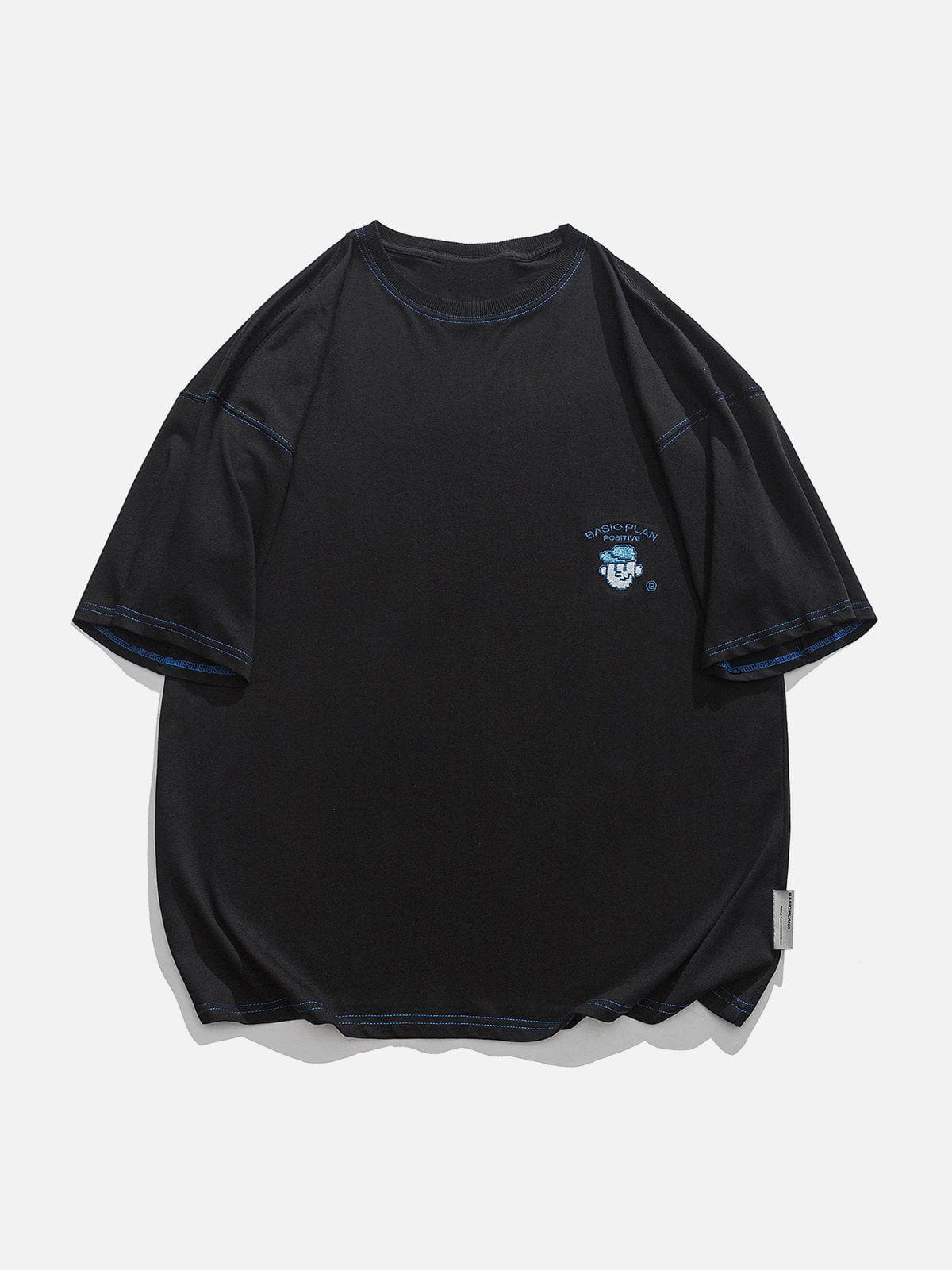T-Shirt mit Anime-Stickerei 
