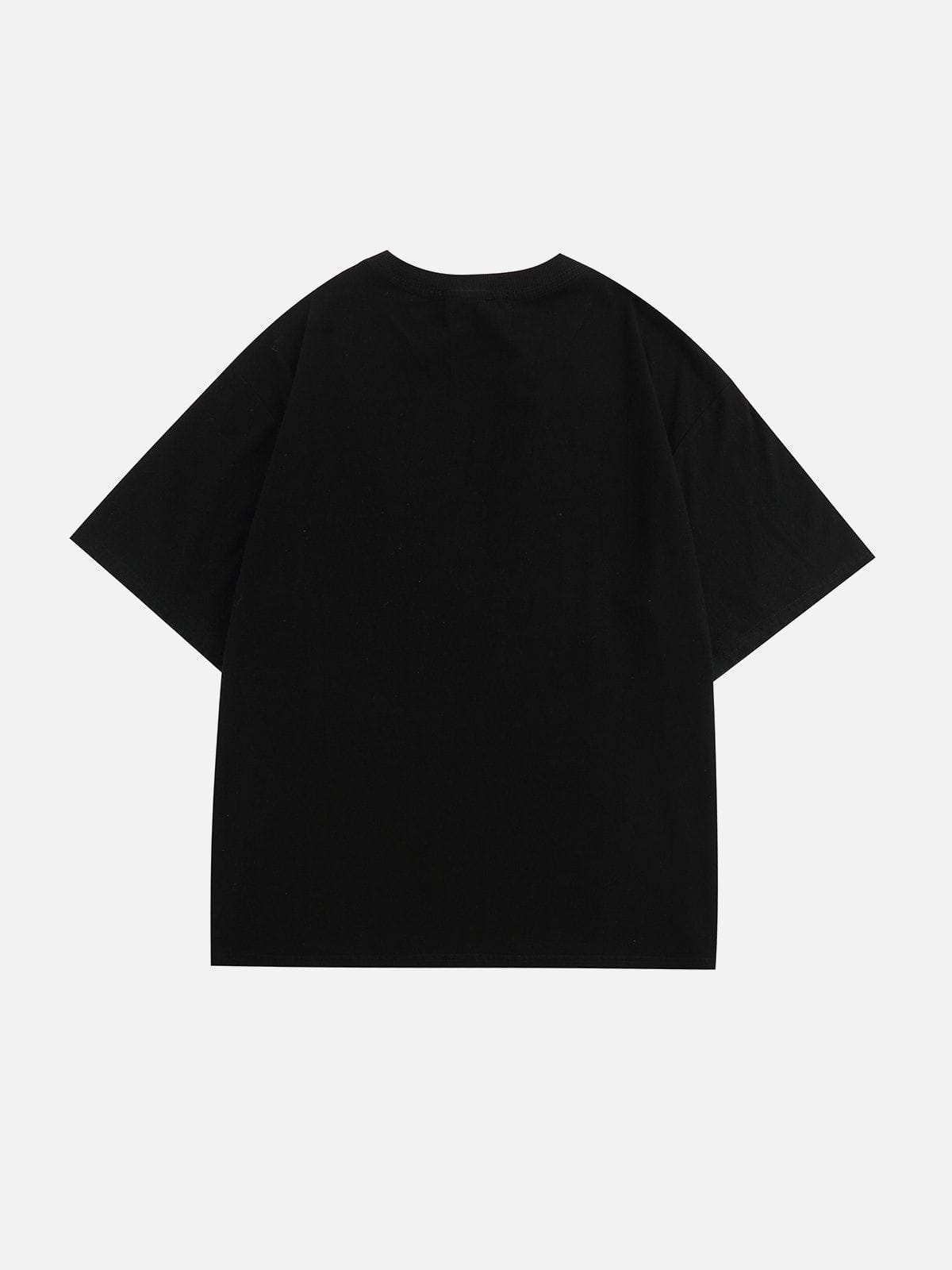 Denim-T-Shirt mit Kaninchen-Applikation 
