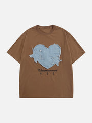 Jeans-T-Shirt mit Stickerei und Applikation 