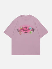 T-Shirt mit Blumen-Stickerei und Applikation 