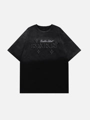 T-Shirt mit Stickerei und Farbverlauf 