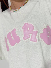 T-Shirt mit Buchstaben-Stickerei und Applikation 