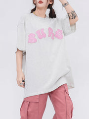 T-Shirt mit Buchstaben-Stickerei und Applikation 