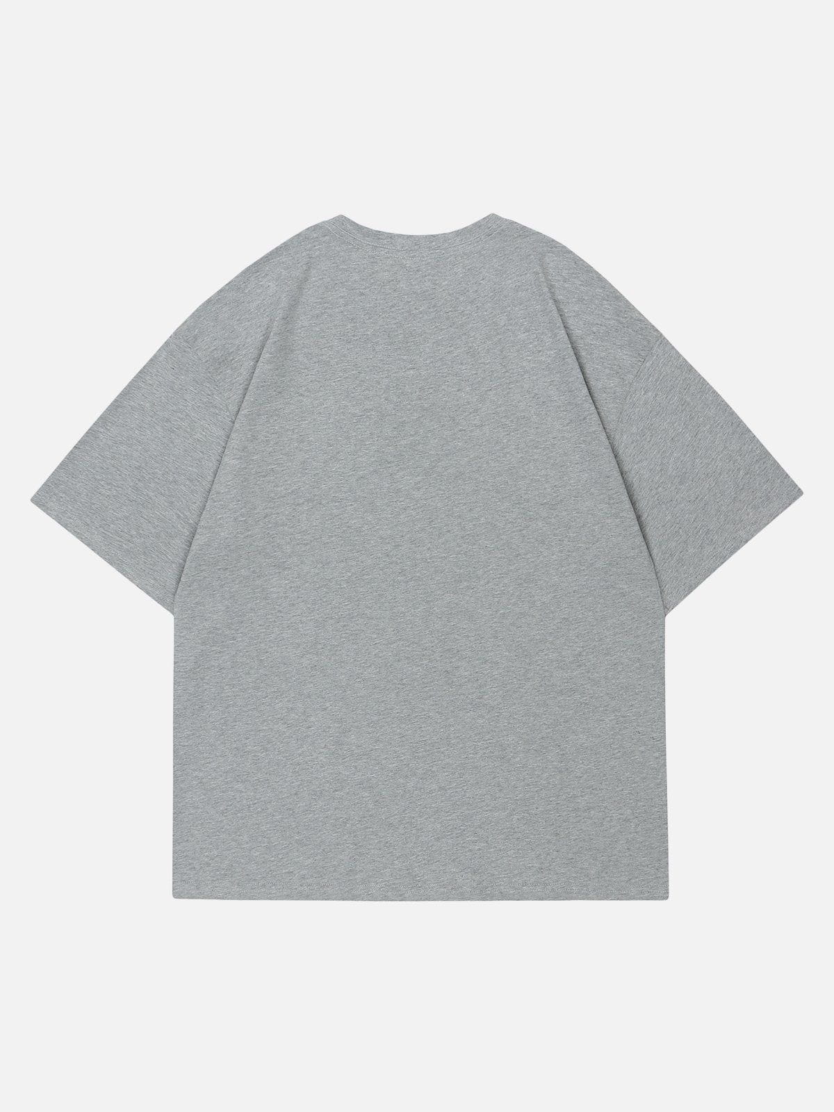 T-Shirt mit Applikationsstickerei und Pigmentdruck 